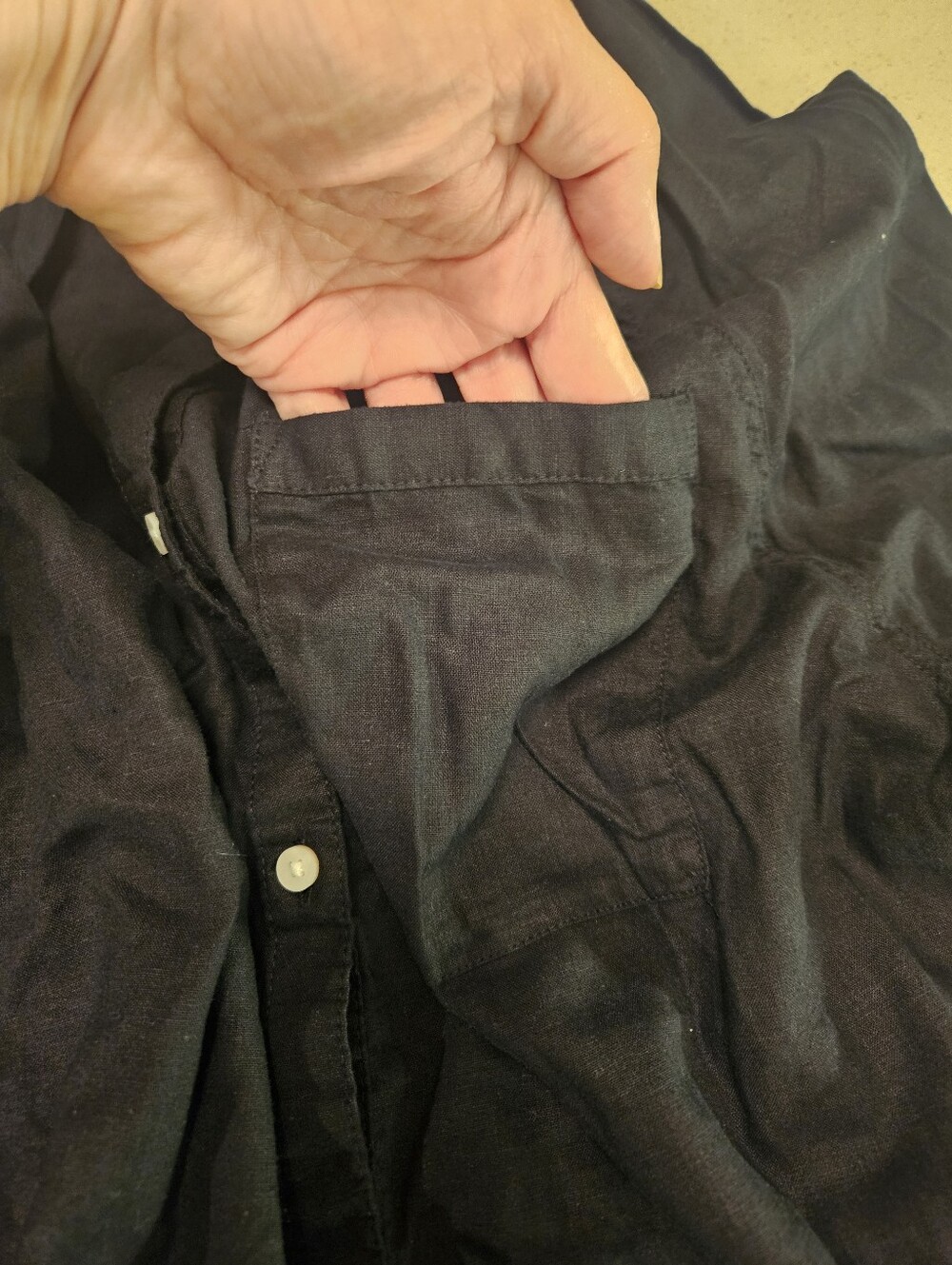 Aerie SZ S NWT Black Linen Blend Button Down Beachy Cover Up Long Sleeve Top - Picture 5 of 11